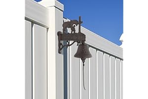 KAVSI Dinner Bell Heavy Duty Cast Iron Wall Hanging Bell, Horse Welcome Sign Decorative Bells, Indoor Antique Style Door Bell, Outdoor Wind Chimes Wall Mounted Bells for Church, School, Home