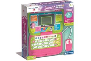 Clementoni - Computer Kid Smart Start Laptop Pink, Gioco Educativo per Bambini 4+ Anni, 30 attività, Impara Lettere, Numeri e Musica, con Mouse, Tastiera, Batterie Incluse, Lingua Italiana, 16883