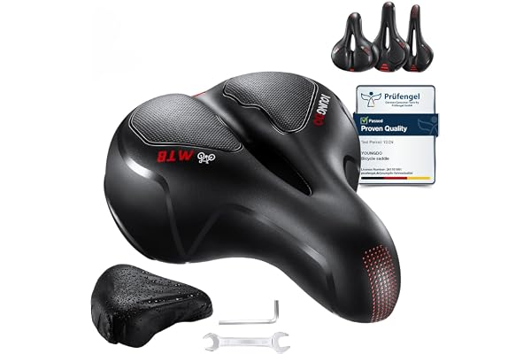 YOUNGDO Selle Velo Confortable, Selle Vélo Gel Ergonomique avec Boule d'Amortisseur à Double Ressort, Siège de Vélo pour Bicyclette VTT Vélos de Montagne Pliants