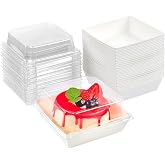 LATERN 50 Pieces Cake Slice Boxes with Transparent Lids, 12 cm Oil-proof Paper Dessert Boxes Cupcakes Take Out Boxes for Sand
