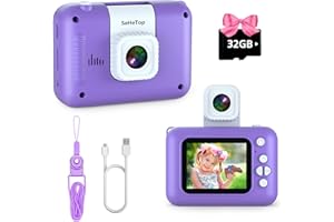 SEHETOP Kids Camera,Upgrade 1080P HD Digital Selfie Camera for Kids,Children Camera Toys for 3 Years Old Girls, Christmas Birthday Gifts for Age 3 4 5 6 7 8 9 10 Years Old Girls with 32GB SD Card(Purple)