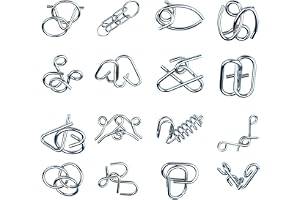 aqxreight 16pcs Metall Hjärnspel Pussel Set | Låsningspusselleksaker i rostfritt stål, pedagogiska logikspel för barn och vux