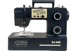 Jaguar SJ-34E Machine à Coudre Robuste Super Jeans | 34 Points | Électronique | Table d'Extension | Enfile-Aiguille Auto | Canette à Insérer | Moteur Servo | LED | Bras Libre | Pour Tissus Épais