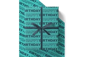 ECO WRAP 4 x Birthday Wrapping Paper for Men - HUGE 43% BIGGER [84cm x 60cm] Premium Eco Gift Wrap for dad, husband, brother, son, boys, friend or anyone (4 Sheets & 4 Tags)