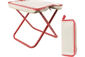 BTIUGYI Sgabello da Campeggio 28.5CM, Sgabello Pieghevole Portatile con Borsa Portaoggetti, Sedile Pieghevole e Leggero Sgabello per Viaggi, Escursionismo, Giardino, Pesca, Barbecue, Spiaggia (Rosso)