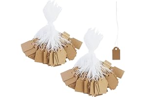 JRSHIRLEYLTD 200 etiquetas de precio pequeñas colgantes con cordón elástico, 25 x 15 mm, etiquetas marcadas para exhibición de joyas