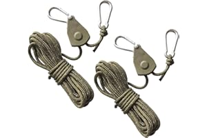 FALAFOTY 2Pcs Reflective Tent Guy Ropes,4m Tent Camping Cord with Pulley,4mm Cord Ratchet Rope Adjustable Heavy Duty Rope Hanger for Plant Grow Room Awning Outdoor Camping Gazebo Hiking Picnics (Green 2, 4)
