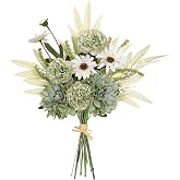 DEMIUKO Artificial Flowers 16 Inch Sage Green Dahlia Fake Flower Bouquet Filler Silk Peony Faux Flowers Daisy Dried Flower Ar