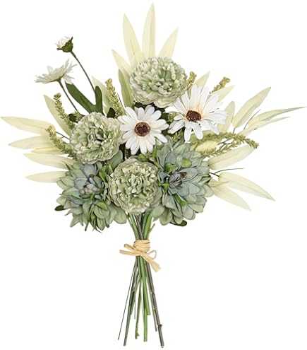 Kunsttakken & bloemen, wit, kunstbloemen, groene bladeren, kunstdecoratie, eucalyptus, hortensia's voor doe-het-zelf boeket, bruidsboeket, boeket, kunstboeket, bruiloft