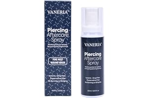 VANERIA Piercingspray Piercingcare, Spray Cuidado Post-Punción, Tatuajespray Para la perforación de orejas, nariz y otras partes del cuerpo 60ml