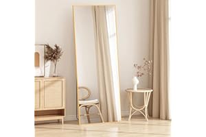 Hamlody Full Length Mirror 162x52CM Rectangular Mirrors, Large Long Golden Full Body Wall Mirror with Aluminum Frame, Standing Hanging or Leaning Against Wall, Dressing Mirrors for Bedroom/Living Room