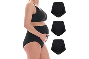 Herzmutter Umstandsslips Baumwolle - OekoTex 100 - Überbauch Unterhose - Überbauch - Schwangerschafts-Unterwäsche - Hohe Taille - 1er & 3er-Set - 5100