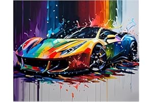 WALARKY DIY Paint by Numbers,Racing Car,Canvas Oil Painting Kit for Kids & Adults,16x20inches Drawing Paintwork Acrylic Pigment,for Car Lovers Wall Decor Art Painting Without Frame-Car Lovers (Frameless)