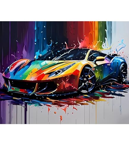 Kit Peinture Par Numéros Voiture De Course - Toile 40x50 Cm, Peintures Acryliques, Pinceaux, Pour Adultes/débutants