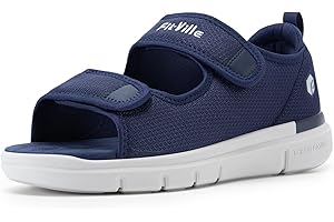 FitVille Weit Offene Diabetiker Sandalen Herren Orthopädische mit Klettverschluss Verstellbare Gesundheitsschuhe Verbandschuhe bei geschwollene Füße Reha-Schuhe Ödeme Hausschuhe