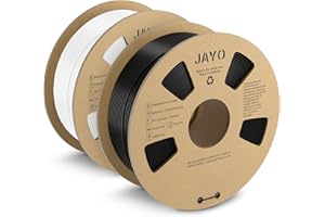 JAYO PLA+ Filament 1,75 mm, Ténacité PLA Plus Filament d'imprimante 3D, Précision dimensionnelle +/- 0,02 mm, Neatly Wound Filament, Bobine de 1.1 kg (2.42 LBS), 2 Pack PLA+ Noir+Blanc
