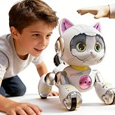 30 Fonksiyonlu Robot Kedi K&ouml;pek Oyuncağı, Şarjlı Akıllı Evcil Hayvan, Sesli Komut, Hareket Sens&ouml;r&uuml;, Buhar Efekti, M&uuml;zikli Dan