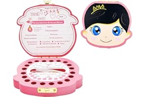 BARAC Caja de Dientes, Caja para Dientes de Leche en Español, Caja en Madera para Niños y Niñas como Regalo Souvenir para Guardar Dientes (Rosa)