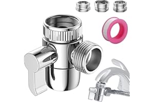 Roscid Valve Inverseur de Douche 3 Voies Vanne Aiguillage de Douchette Robinet d'arrêt pour Cuisine ou Salle de Bain avec Robinet Adaptateur M22-M24, M22-G1/2”