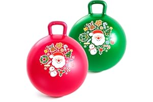 INPODAK 2Pack Christmas Space Hopper 18 Inch Hopper Ball with Handpump Space Hoppers for Kids Age 3 to 8 Antislip Jumping Ball with Handle Christmas Gifts for Kids Indoor Outdoor Hopping Toys