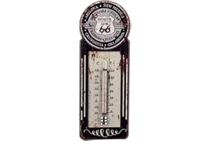 VIDAL REGALOS Termómetro Pared Ruta 66 Vintage Negro 29 cm