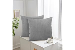 Aspire Homeware Cushions with Covers Included 45 x 45 cm Set of 4 (2-Silver Cushion, 2-Inserts) with Invisible Zipper Soft & Luxury Home Decor Stripe Pillow Cases for Couch (18x18 Inch)