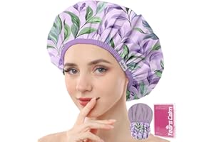 Years calm Shower Caps for Women Reusable Waterproof – Double Layer Elastic Cap with Tropical Botanical Print Shower Cap for Shower, Spa, Travel, Bath & Daily Hair Protection