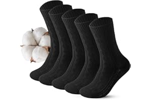 Vihir 5 Paires De Chaussettes Épaisses Et Chaudes Pour Femmes 36-40, Longues En Coton Chaussettes d'Hiver En Tricot Thermique, noir