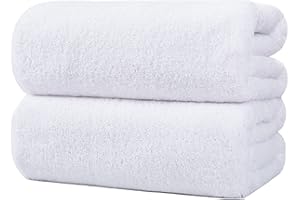 Polyte - Toalla de baño de Microfibra antipelusa - Secado rápido - Premium - 88,9 x 177,8 cm - Pack de 2 (Blanco)