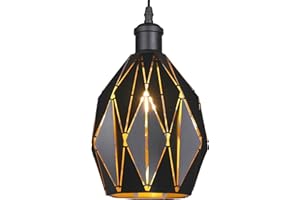 GIGGI Black Ceiling Light Shade with Gold Inner, Metal Lampshades for Ceiling Lights, Modern Easy Fit Pendant Lamp Shades for Table Lamps, Living Room, Bedroom, Kitchen, Hallway, Home Décor, Office