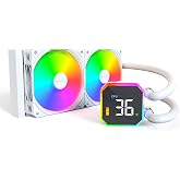 MONTECH HyperFlow Dijital 240 CPU Sıvı Soğutucu, 3100 RPM Pompalı 240 mm AIO, 2&times;120 mm E28 ARGB Fanlar, Ger&ccedil;ek Zamanlı Dijita