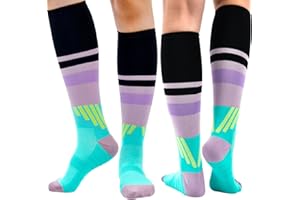 HOME HOLIC 2 Pairs Compression Socks for Women & Men 15-20mmHg Flight Socks Graduated Support Neuropathy Socks Fit for Running Nursing Sport Hiking Walking Cycling