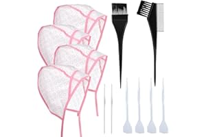 Bewudy 12 szt., 4 zestawy wyróżniających czapek z haczykami, zestaw do farbowania włosów do farbowania włosów do salonu fryzjerskiego (różowe)