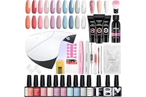 Kit Unghie Gel Completo Phoenixy, Set Unghie Gel Ricostruzione con Base e Top Coat, 3 Colori Gel Ricostruzione Unghie +10 Colori Smalto Unghie, Kit Semipermanente Unghie con 36W U V/LED Lámpara
