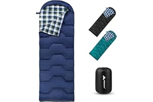 Forceatt Saco de Dormir-5°C/10°C Rectangular para Acampar, para 3-4 Estaciones, con Bolsa de compresión y Capucha para Viajes, Camping, Senderismo -5°C-15°C