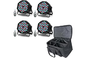 U`King 4PCS Par LED RGB con Borsa, 72W Luci da Palco con Telecomando e Attivato dal Suono, Luce da Discoteca Illuminazione Palco per Feste Bar DJ Discoteca Matrimonio Concerti Halloween Natale