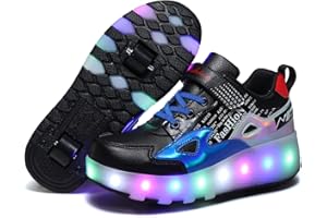 Aizeroth USB Aufladen 7 Farbwechsel LED Blinkend Schuhe Mit Doppelt Rollen Automatisch Räder Rochen Skateboardschuhe Outdoor Fitnessschuhe Gymnastik Laufschuhe Sneakers für Jungen Mädchen