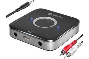 Aux Bluetooth 5.3 Adapter Stereoanlage, SONRU Bluetooth Empfänger Receiver Audio Adapter mit Aux 3.5 mm RCA Kabel Dual AUX Ausgänge für Autoradio Home Stereoanlage