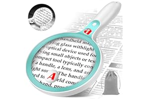 YORWHIN Large Magnifying Glass with light,10X 25X 45X, 36 LED Lights Illuminated Magnifying Glasses for Hobbies for Reading & Hobbies - Low Vision Seniors with Aging Eyes, Small Prints - Blue
