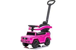 sun baby Coche de Empuje Mercedes Benz G con Licencia, Coche para Niños a Partir de 1 año, Volante con Sonido, Asiento y Ruedas de plástico, Barra de Empuje (Rosa)