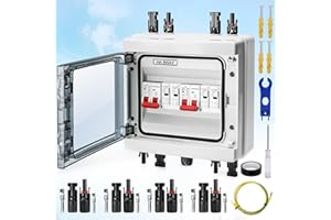 CARSEATTY Surge Protection PV DC Isolator Switch 40A 500VDC 20-40KA Lightning Protection Circuit Breaker 2 String 2 in 2 Out, UV-Resistant IP65 Waterproof for Photovoltaics, On/Off Grid Solar Power System