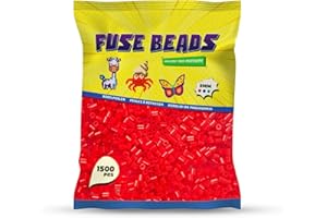 Benny Beads Bügelperlen 1500 Stück, Midi-Größe 5mm, Kreatives Bastelzubehör DIY Fuse Beads (Rot)