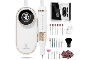YOKE FELLOW Yokefellow 40000 RPM Cordless Nail Drill, Rechargeable Portable Nail File for Acrylic Nails, 17 Drill Bits, Ideal for Beginners & Home Use,UK