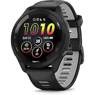 Garmin Forerunner 265 Music 46mm, Black/Powder Gray GPS Running Smartwatch | AMOLED Display, Garmin Coach, HRV, Sleep, SpO2, Advanced Training