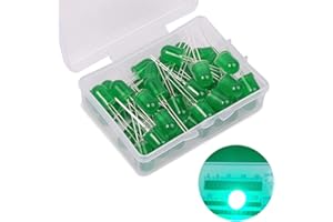 KA WAH CORE 8 mm Lumières Diode LED, 50 Pièces Vert Haute Luminosité LED Diodes Électroluminescentes Émettant, Lumière Diode Tête Ronde (Vert 50 Pièces)
