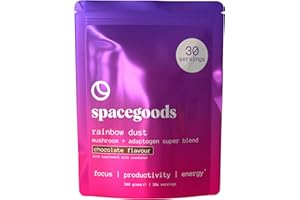 SPACE GOODS Spacegoods Rainbow Dust 240g | 30 Servings | Flavoured Mushroom Coffee | 80mg of Natural Caffeine | Lions Mane, Chaga, Ashwagandha & Vitamin B5 | Sharper Focus, Energy & Calm | Chocolate