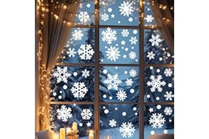 Aonveki Fensterbilder Weihnachten Selbstklebend, 10 Blatt Weihnachtsdeko Innen, Schneeflocken Fensterbild Fensterdeko Weihnachten für Winter Weihnachtsdeko Fenster
