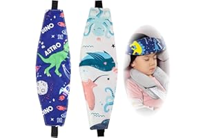 TUWONWA 2PCS Bandeau Voiture Pour Enfant,Repose Tête Voiture Enfant en Coton Doux,Tête de Siège Auto Bébé,Appuie-Tête Sécurité Sommeil Bébé,Sangle Universelle pour Siège Auto,Tour de Cou Enfant Confortable
