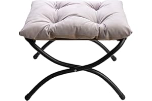 HollyHOME Reposapies Plegable Salon Taburete con Patas Metal Pequeño Reposapies Sofa Otomano Plegable Jardin Balcon, Gris