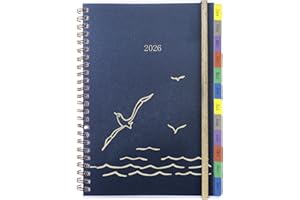 YHH Kalender 2026 A5 Deutsch, Terminplaner/Wochenplaner Ringbuch mit Tabs, Passwort, Kontakt, Notizen, Innentasche, Spiralbindung Buchkalender 1 Woche 2 Seiten, Planer von Jan.26 bis Dez.26